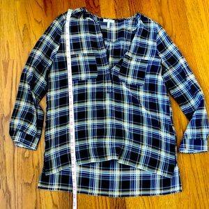 JOIE Top Womens Silk Sheer Plaid Blouse 3/4 Sleeve Size XS